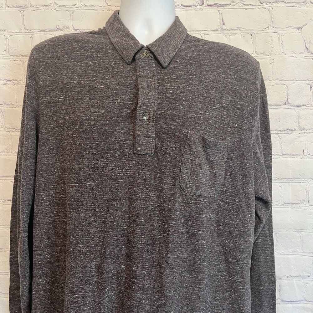 Faherty Polo Shirt Mens XL Gray Movement Long Sleeve Stretch Comfort